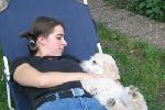  02a - Caruso and Stefanie relaxing in the sun Aug 2005.jpg